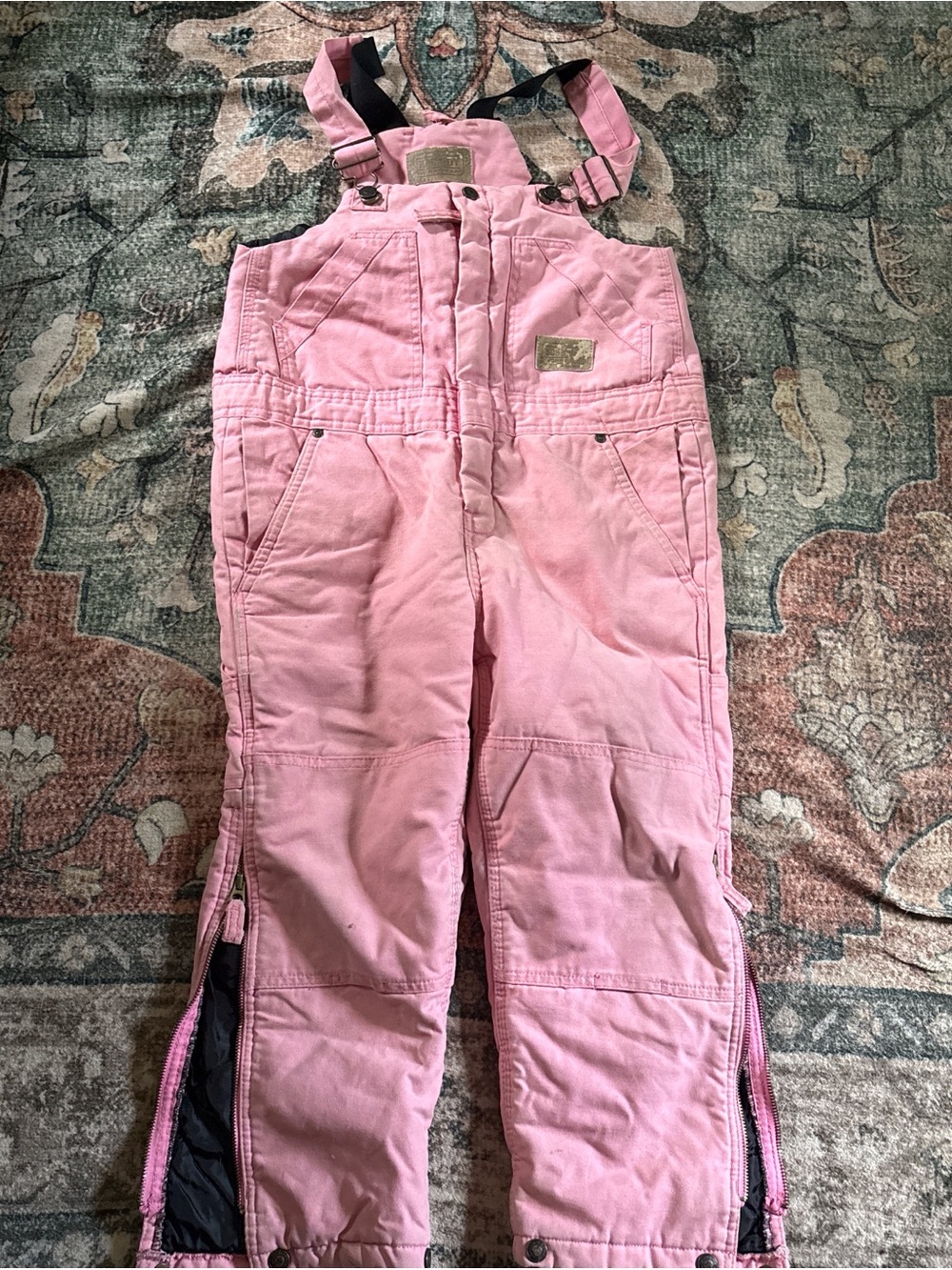 Children's Pink Insulated Bib Overalls with Adjustable Straps